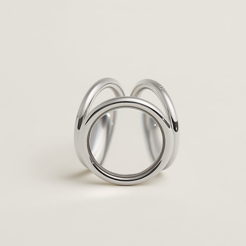 Trio Loupe scarf 90 ring - Grey | Hermès Canada